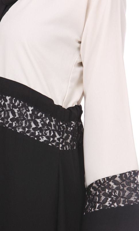 Formal Black White Abaya (Made-To-Order)