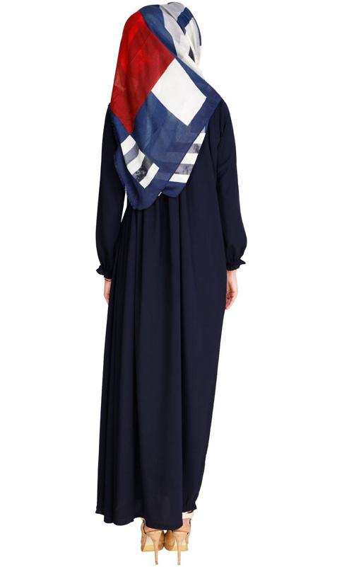 Gathered Blue Abaya (Made-To-Order)