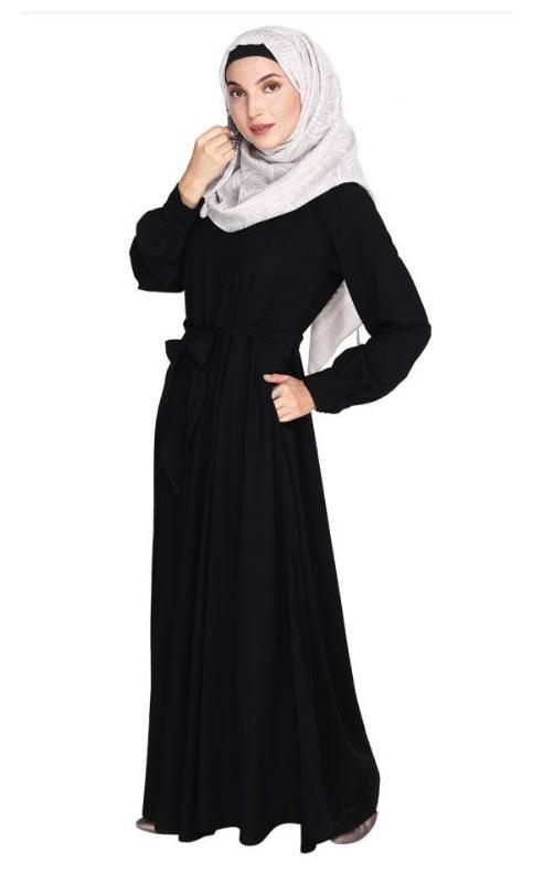 Gathered Neck Black Maxi Dress With Belt (Made-To-Order)