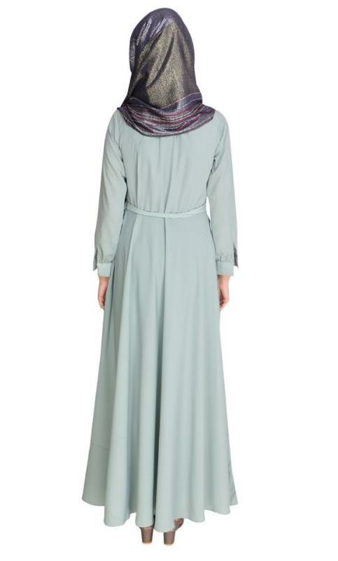 Gathered Neck Green Maxi Dress