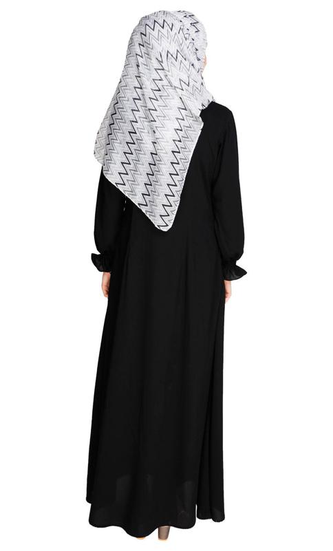 Gathered Sleeves Black Abaya