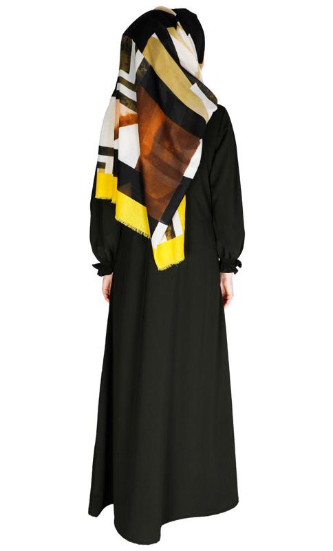 Gathered Sleeves Olive Abaya