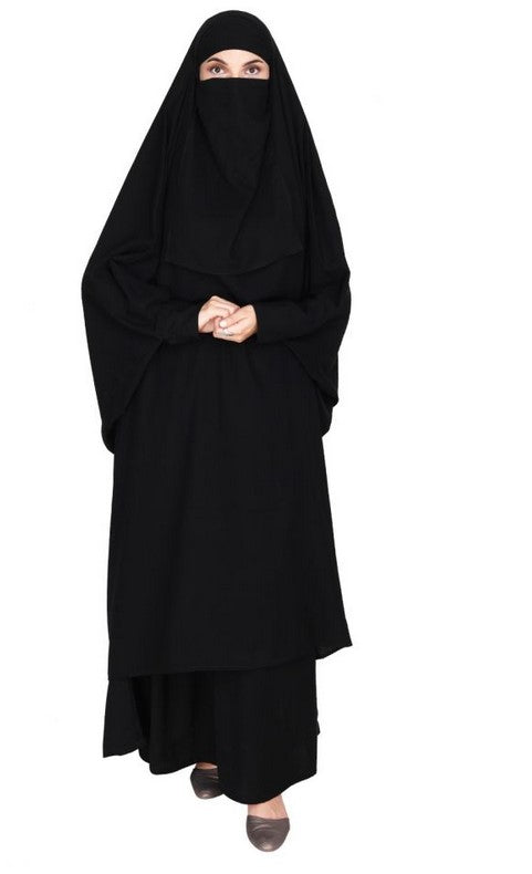 Gleaming Black Khimar and Skirt Jilbab Set (Made-To-Order)