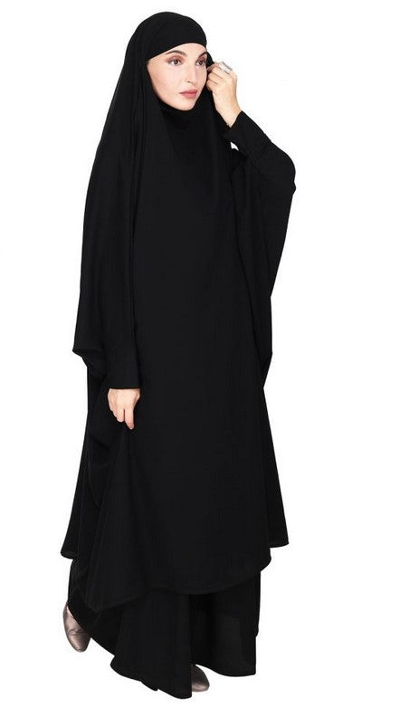 Gleaming Black Khimar and Skirt Jilbab Set (Made-To-Order)