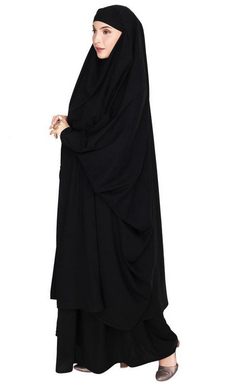 Gleaming Black Khimar and Skirt Jilbab Set (Made-To-Order)