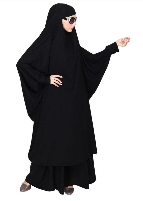 Gleaming Black Khimar and Skirt Jilbab Set (Made-To-Order)