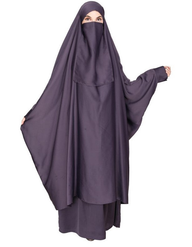 Gleaming Imperial Purple Khimar and Skirt Jilbab Set