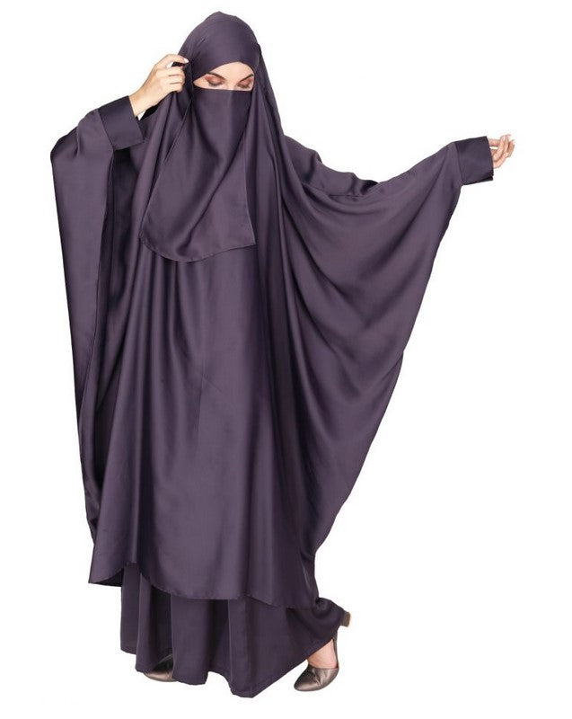 Gleaming Imperial Purple Khimar and Skirt Jilbab Set