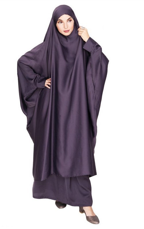 Gleaming Imperial Purple Khimar and Skirt Jilbab Set