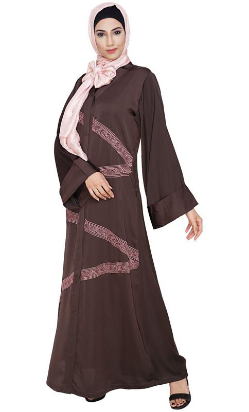 Glinty Dark Brown Dubai Style Abaya (Made-To-Order)