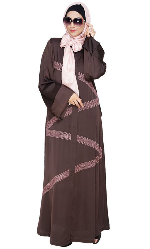 Glinty Dark Brown Dubai Style Abaya (Made-To-Order)