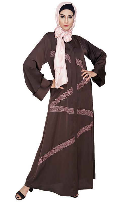 Glinty Dark Brown Dubai Style Abaya (Made-To-Order)