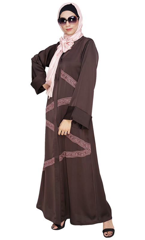 Glinty Dark Brown Dubai Style Abaya (Made-To-Order)