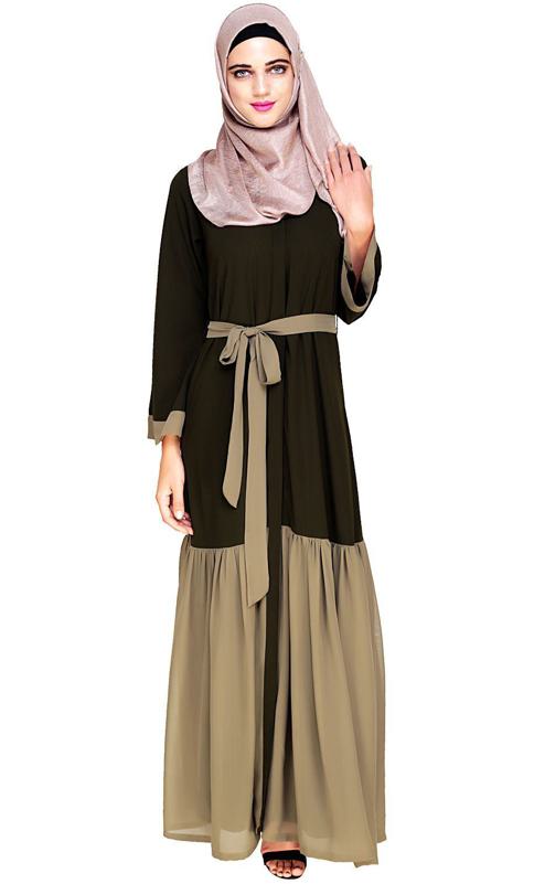 Glory Muster Olive And Mint Green Abaya (Made-To-Order)