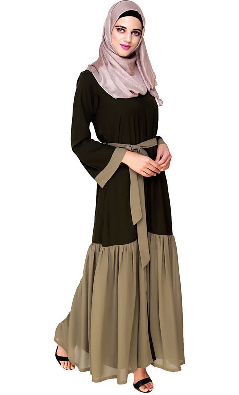Glory Muster Olive And Mint Green Abaya (Made-To-Order)