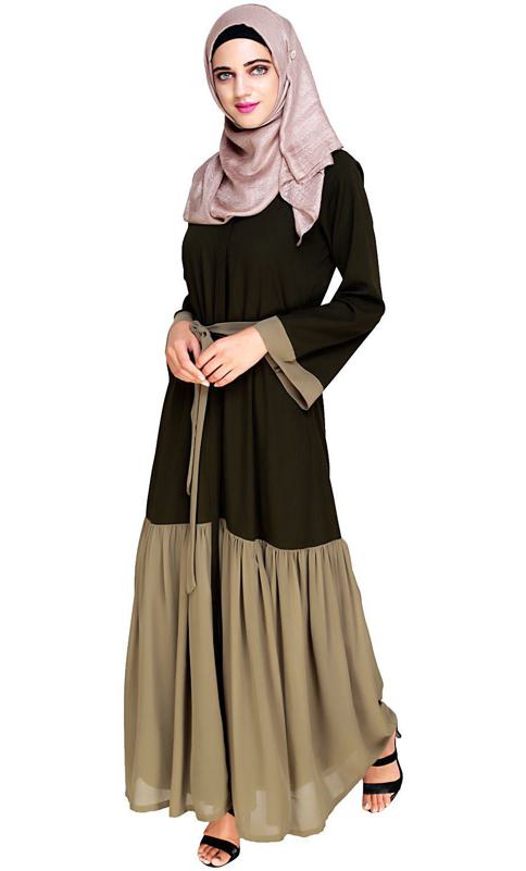 Glory Muster Olive And Mint Green Abaya (Made-To-Order)