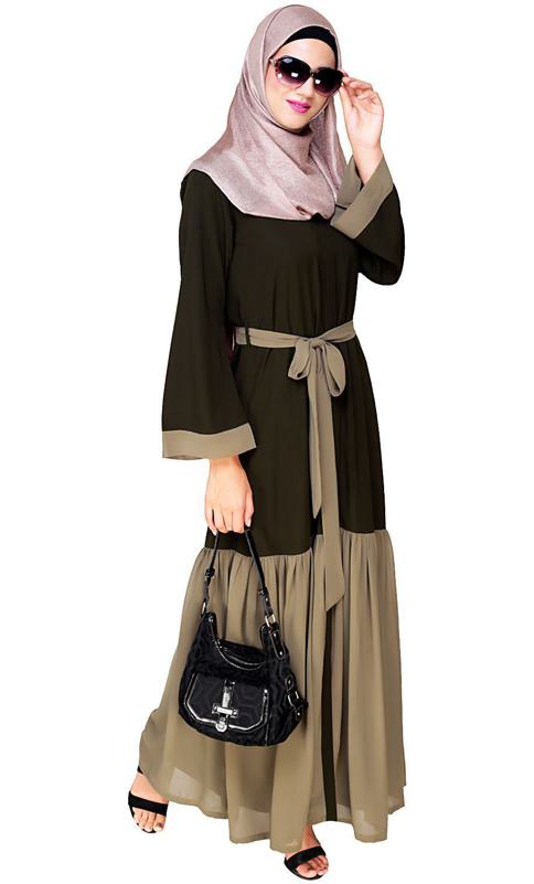 Glory Muster Olive And Mint Green Abaya (Made-To-Order)