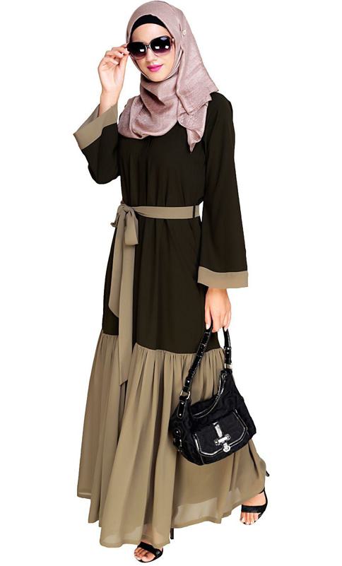 Glory Muster Olive And Mint Green Abaya (Made-To-Order)