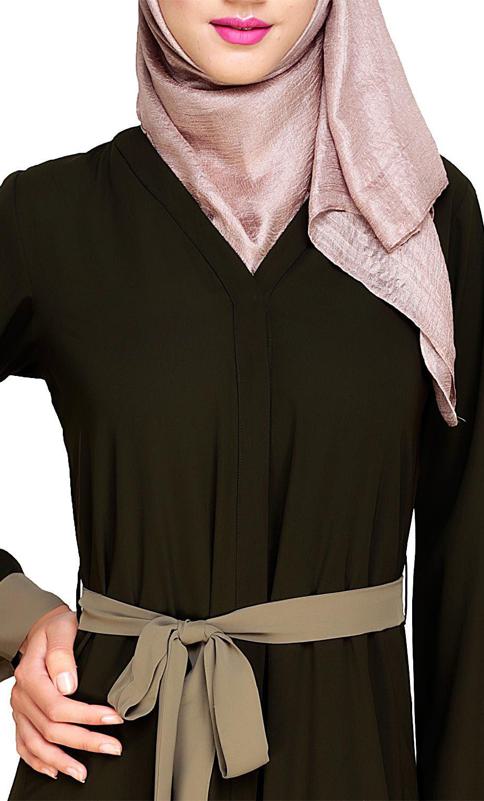 Glory Muster Olive And Mint Green Abaya (Made-To-Order)