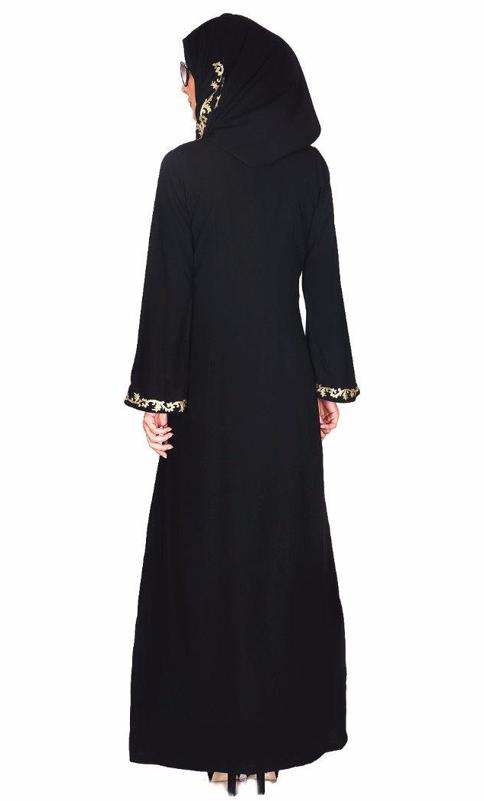 Gold Zari Embroidered Abaya (Made-To-Order)