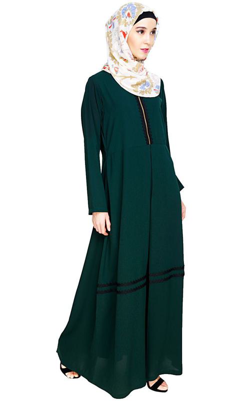 Graceful Lacy Green Abaya (Made-To-Order)