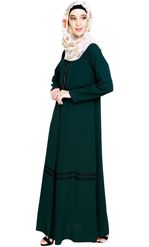Graceful Lacy Green Abaya (Made-To-Order)