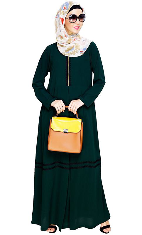 Graceful Lacy Green Abaya (Made-To-Order)