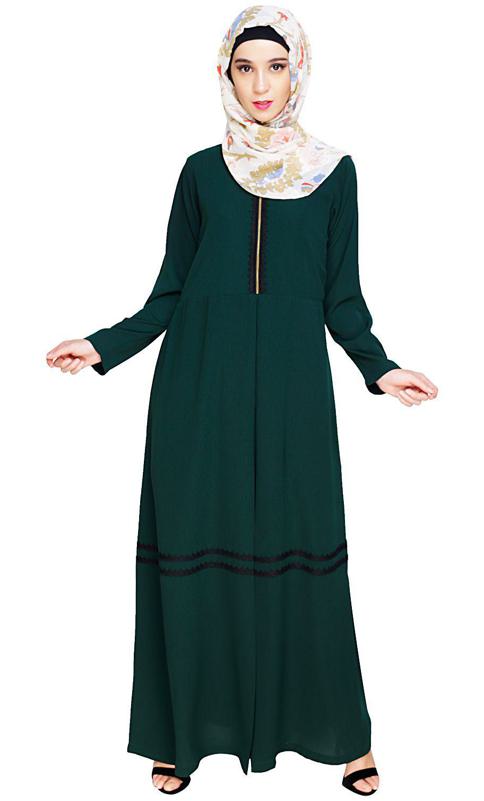 Graceful Lacy Green Abaya (Made-To-Order)