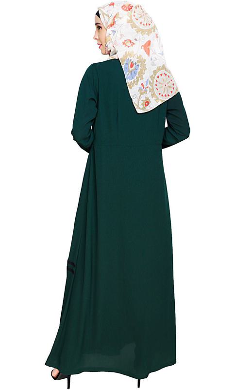 Graceful Lacy Green Abaya (Made-To-Order)
