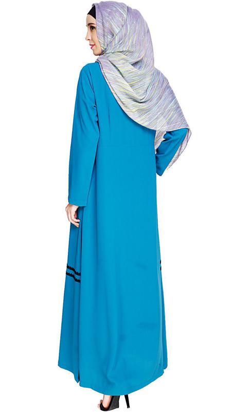Graceful Lacy Teal Blue Abaya (Made-To-Order)
