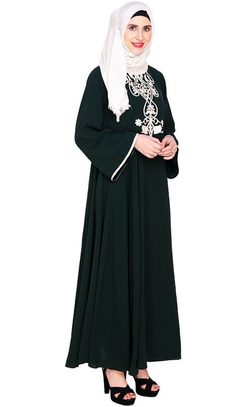 Green Flared Abaya