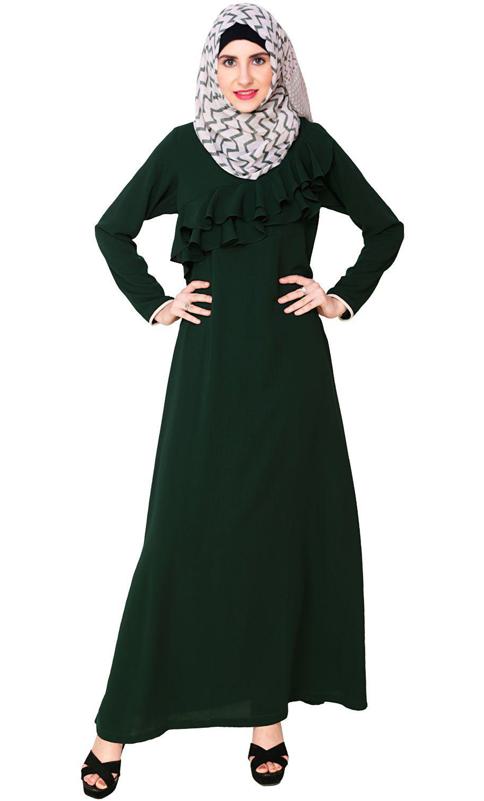 Green Frilled Abaya