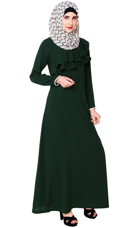 Green Frilled Abaya