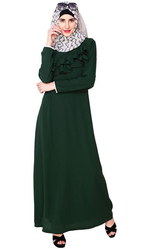 Green Frilled Abaya