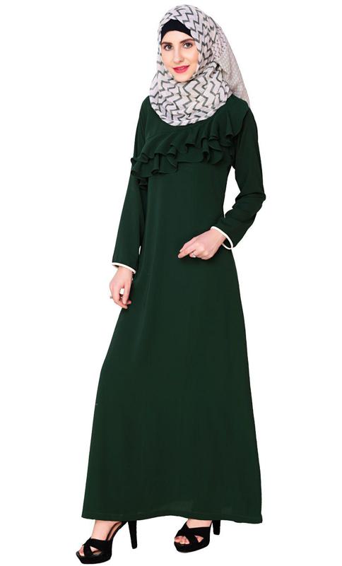 Green Frilled Abaya