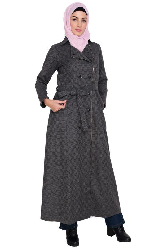 Grey Double Breasted Panel Coat