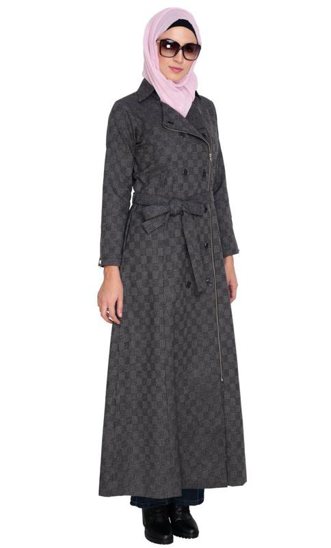 Grey Double Breasted Panel Coat