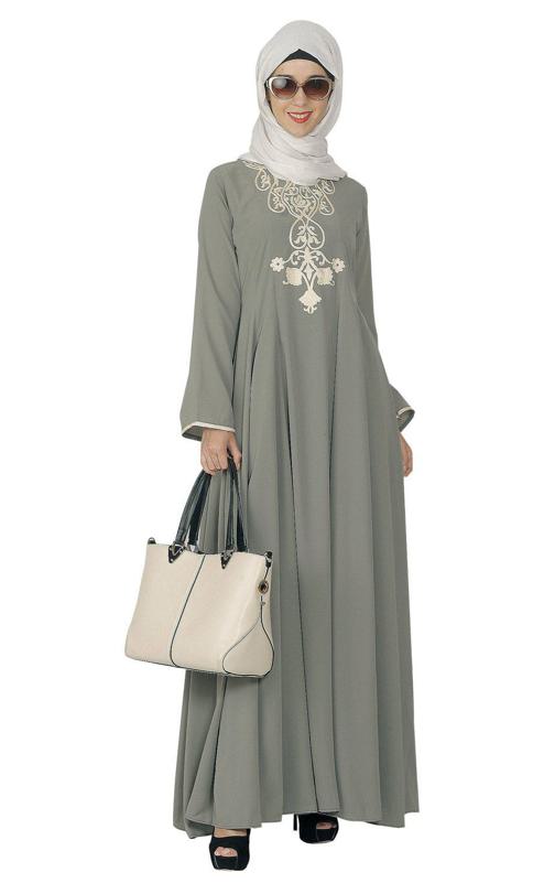 Grey Flared Abaya (Made-To-Order)