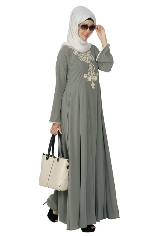 Grey Flared Abaya (Made-To-Order)