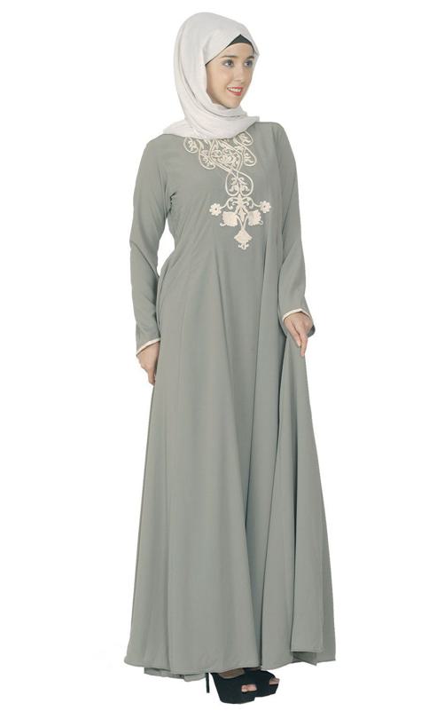 Grey Flared Abaya (Made-To-Order)
