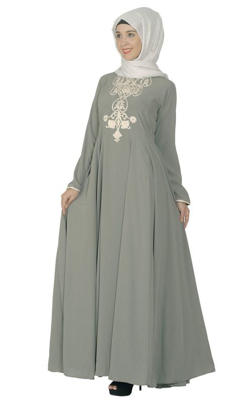 Grey Flared Abaya (Made-To-Order)