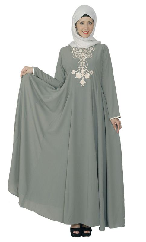 Grey Flared Abaya (Made-To-Order)
