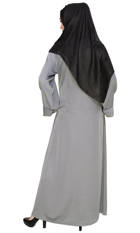 Grey Plush Dubai Style Abaya (Made-To-Order)