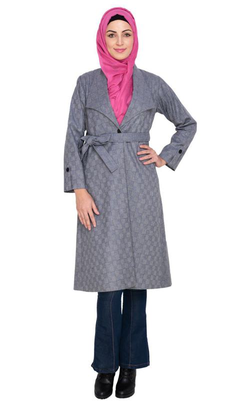 Grey Shawl Collar Single Button Coat