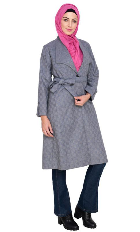 Grey Shawl Collar Single Button Coat