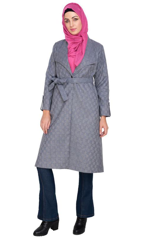 Grey Shawl Collar Single Button Coat