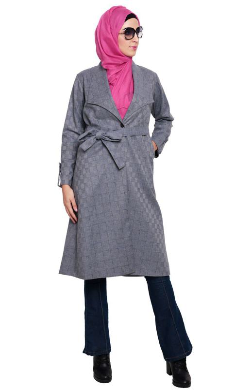 Grey Shawl Collar Single Button Coat
