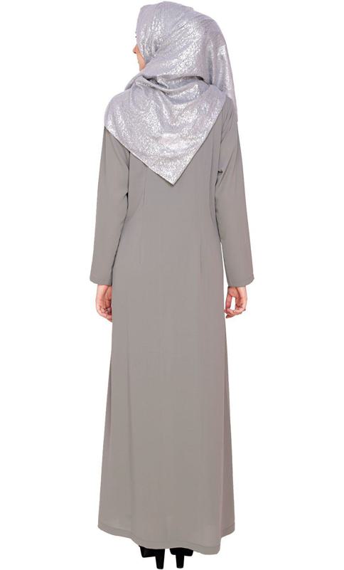 Grey Trendy Abaya Dress