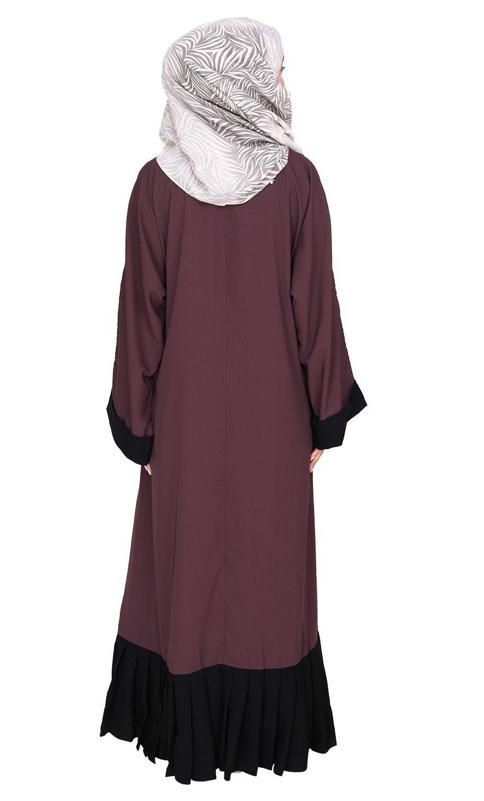 Imperial Purple and Black Pleated Bliss Dubai Style Abaya