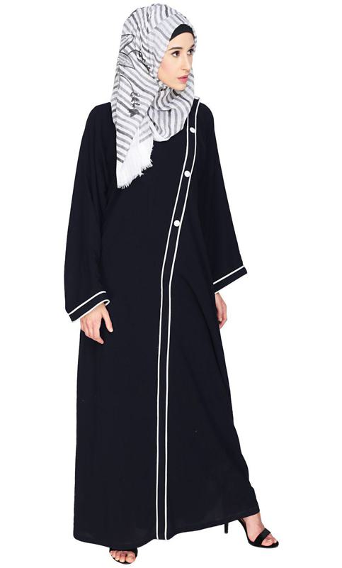 Intrigue Angrakha Dubai Style Black Abaya